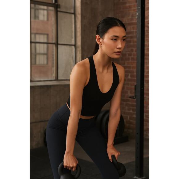 Alo Yoga Black Womens Airbrush Real Athletic Bra Tank/Sports Bra